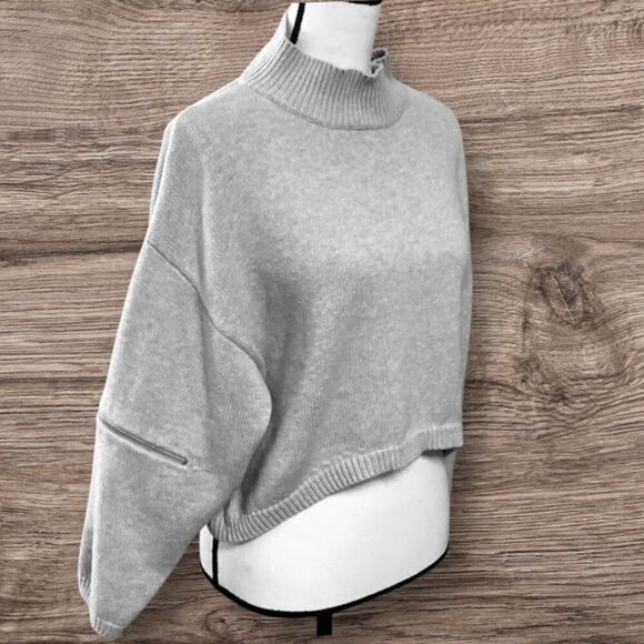 Asilio Fierce Warrior 100% Cotton Knit Zipp Detail Sleeves Sweater in Gray Large - Picture 3 of 10